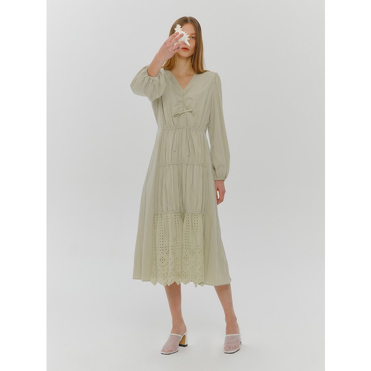 ワンピース ETMON Stair Shirring Punching Dress, Light Green Stair Shirring Punching Dress, Light Green - SSG.COM