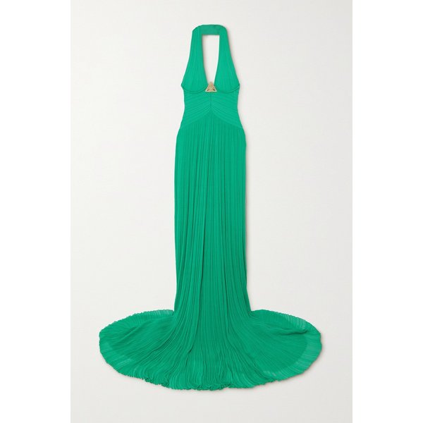 장식 홀터넥 플리츠 니트 가운 1647597288476701