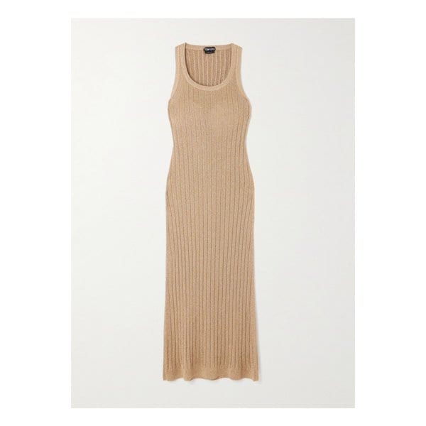 메탈릭 골지 니트 미디 드레스 베이지 46376663162862601