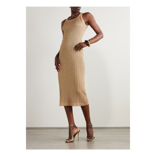 메탈릭 골지 니트 미디 드레스 베이지 46376663162862601