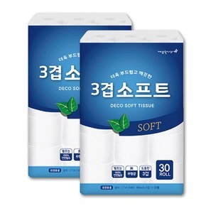 3겹 데코 소프트 화장지 27m 30롤 2팩