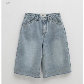 (PT-5546)BOXY SET-UP HALF DENIM PANTS