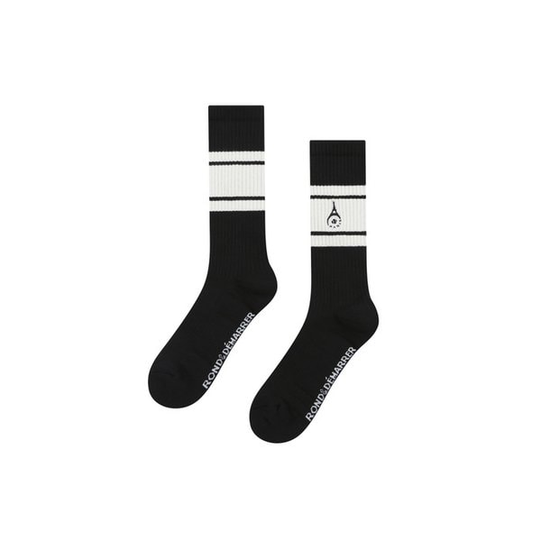 [남녀공용] 블랙 컬러블록 장목 양말