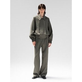 wool buckle wide pants (khaki)