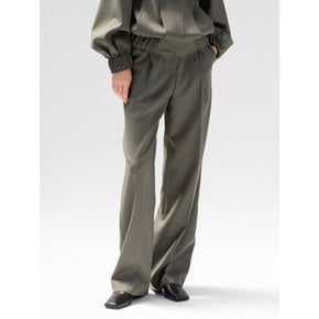 wool buckle wide pants (khaki)