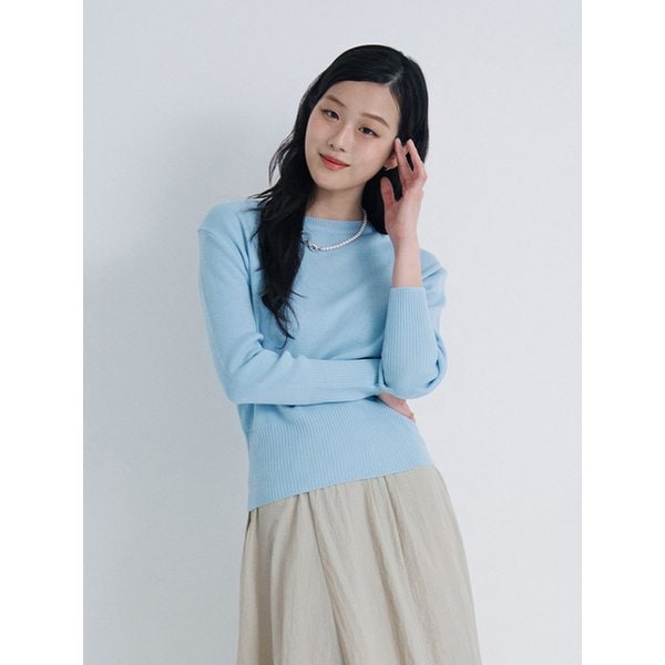 여성 라운드넥 베이직 니트 (SKY BLUE) (HB3LKA6)