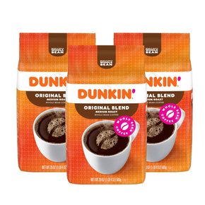 던킨 도너츠 오리지널 블렌드 미디엄 로스트 홀빈 원두 커피 Dunkin Original Whole Bean Coffee 566g 3개