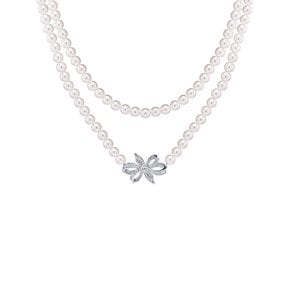 Imperial Bow Pearl Long Necklace