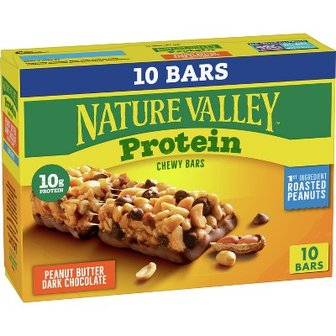 보드엠 Nature Valley 땅콩 버터 다크 초콜릿 프로틴 츄이 바 - 14.2oz - 10ct 프로틴