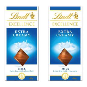 [해외직구] Lindt 린트 엑설런스 엑스트라 크림 밀크초콜릿 바 100g 2팩