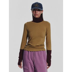Track Warmer Color Turtleneck T Shirt_Mustard