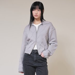 Zip Up Knit Cardigan in Grey VK4SD072-12