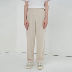 LINEN WIDE BANDING PANTS_BEIGE