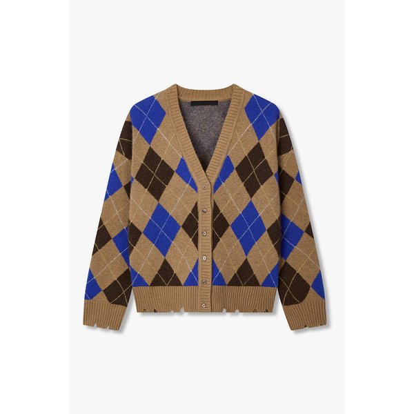 [리오더] 라쿤 울 블렌드 아가일 가디건 7115450Y05264