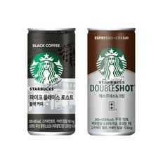 스타벅스 200ml 캔커피 2종 블랙 3캔+더블샷 에스프레소&크림 3캔 총6캔