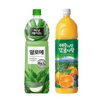  [한번에먹자] 미닛메이드 제주감귤 1.5L 2페트 + 미닛메이드 알로에 1.