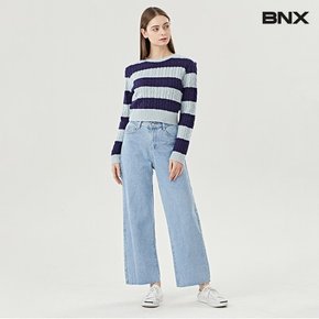 정상가:59,000원  데일리 와이드핏 컷팅 데님 롱 팬츠 (BV1PT010L0)