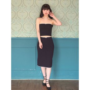 rose ribbon midi skirt (black)