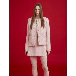 PEARL BUTTON TWEED JACKET - PINK