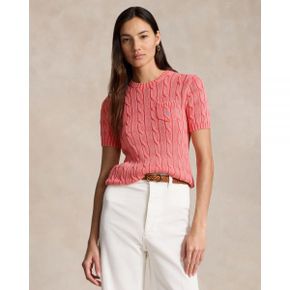 5215195 Ralph Lauren Cotton Cable Short-Sleeve Sweater - Rose