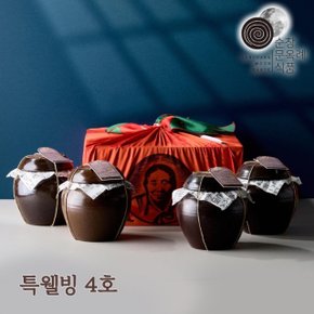전통식품 선물세트 특웰빙4호(고추장+된장+모듬장아찌+매실장아찌 각 1Kg)옹기 오동나무 고급포장