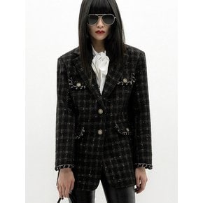 Single-Breasted Boucle Tweed Blazer[Black(WOMAN)]_UTO-FB43