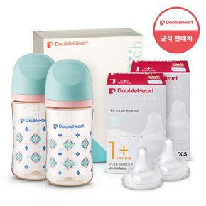 모유실감 3세대 PPSU 젖병 트윈팩 240ml 단청 +3세대 젖꼭지2입x2개 (S)