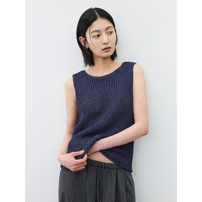 (우먼)페이퍼 코튼 베스트 네이비