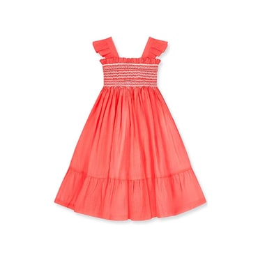 매직에디션 [SMOCK LONDON] (C)Rachel Carson Dress Coral Dreams Linen with Chantilly Hand Smocking