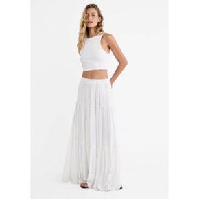 5232339 Stradivarius FLOWING BOHO - Maxi skirt white