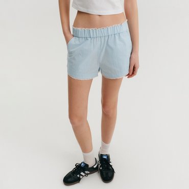 룩캐스트 프레야 밴딩 레이스 쇼츠_스카이 블루 / FREYA BANDING LACE SHORTS_SKY BLUE