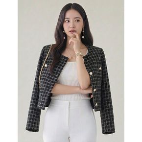 진주버튼 노카라 블랙 트위드 자켓 G6SJK014P_P416866494