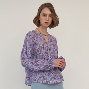 TIERED SLEEVE PAISLEY  BLOUSE (2COLORS)