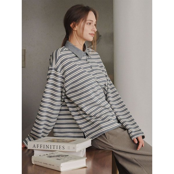 5113 스트라이프 쮸리 티셔츠 (그레이)