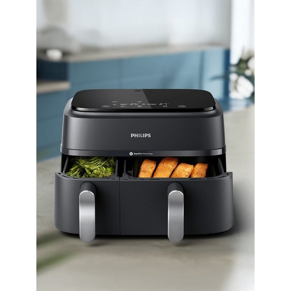 3000시리즈 듀얼바스켓 에어프라이어 9L NA351/00 블랙