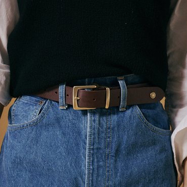 드메이커 Concho leather belt-brown