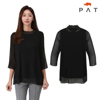 PAT [PAT여성] 여성 주름 하이넥 롱 블라우스_9H42505