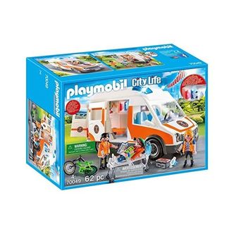  독일 플레이모빌 자동차 소방차 Playmobil City Life 70049 Ambulance Rescue Vehicle with Ligh