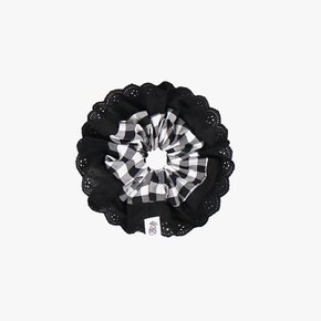 CHECK LACE SCRUNCHIE_BLACK