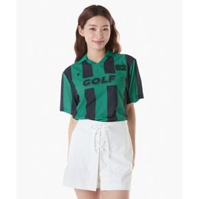 [온라인 전용] 여성 루즈핏 스트라이프 사커 반팔 티셔츠
