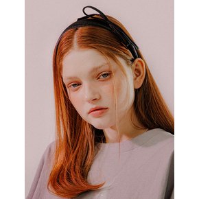 와이드 리본 사틴 헤어밴드 (블랙)