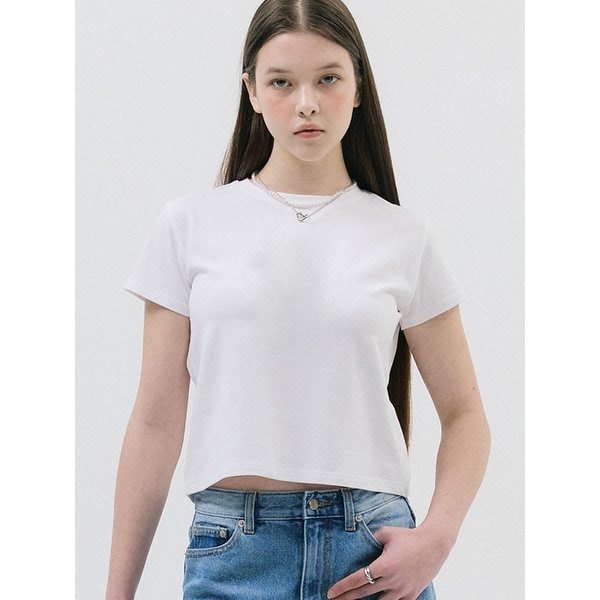 Basic Semi crew neck tee_White