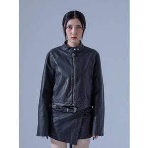 피그먼트 빈티지 비건 레더 자켓 블랙 PIGMENT VINTAGE VEGAN JACKET BK