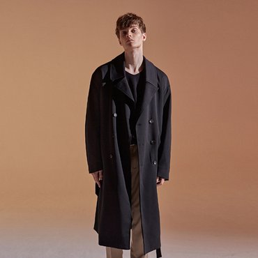 딘스 OVER STRAP DOUBLE COAT_BLACK