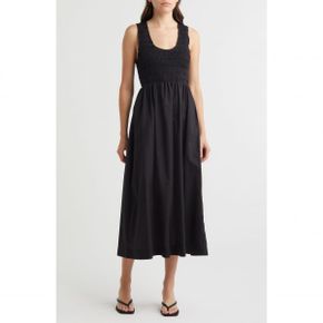 4607501 Faithfull the Brand Matera Smock Bodice Sleeveless Organic Cotton Midi Dress