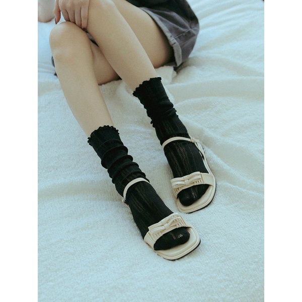 [리퍼브]rfb7062 Petit Ribbon Shirring Sandals - 4 Colors