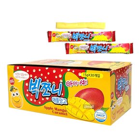 빅쪼니 애플망고맛 1박스 30개 15g 아이셔 새콤쫀득 캠핑 여행 학교 소풍 초등학교 학원 교회 유치원 간식