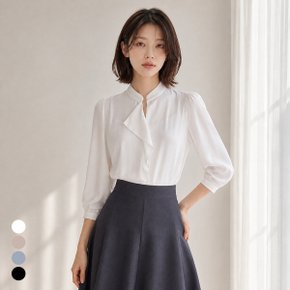 진주버튼 드레이프 프릴 블라우스_T2608BL135C