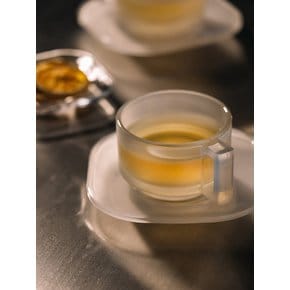 CUP AND SAUCER FROSTED/CLEAR