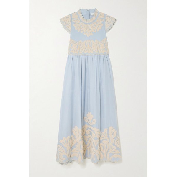 알렉산드라 스캘럽 자수 코튼 미디 원피스 46376663162969437